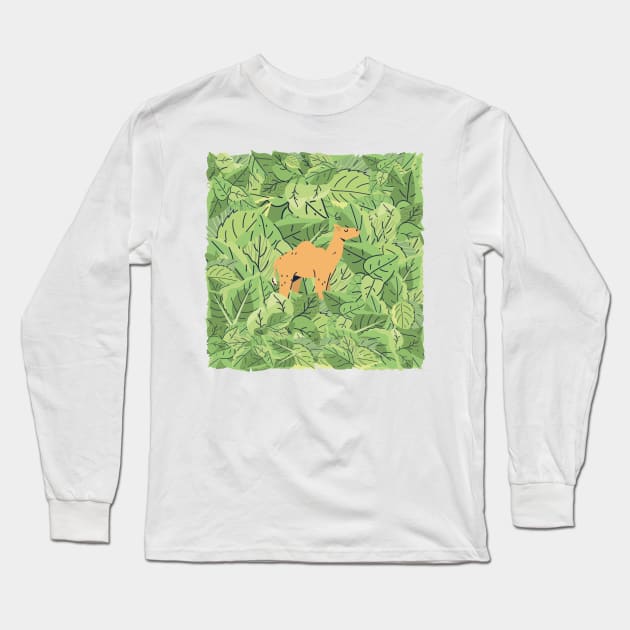 Camel in Leaves Long Sleeve T-Shirt by I-LAYDA